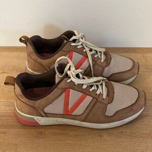 Vionic Rechelle Lace-Up Casual Sneaker Tan & Red Retro